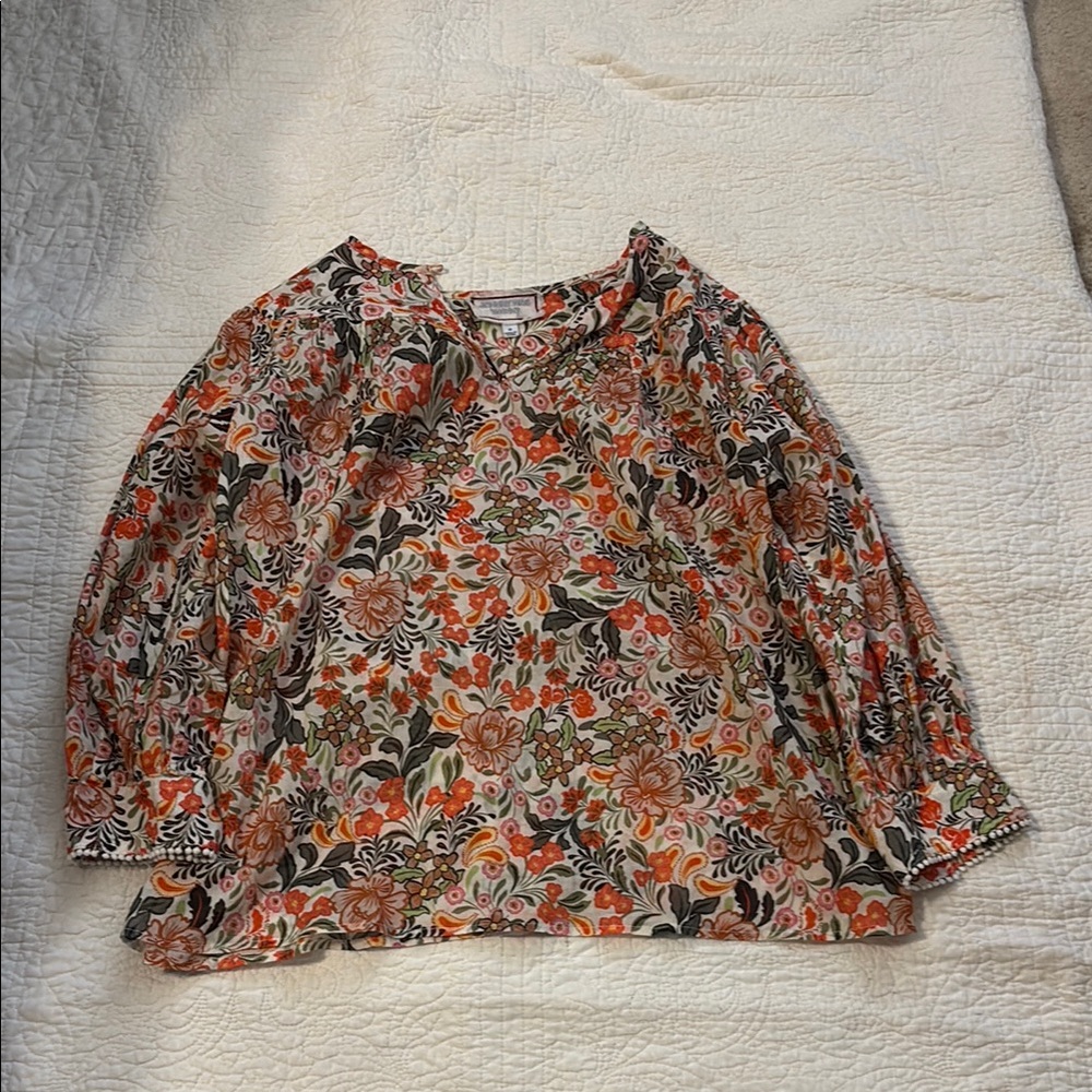 Johnny Was Sz M Floral Print Women's Top - Multicolor